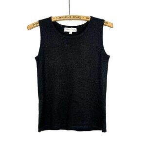 Philosophy Womens Black Shiny Metallic Fine Knit Tank Top Small